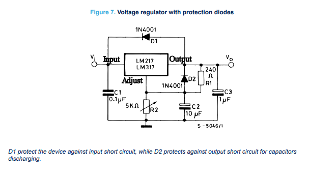 LM317T diodos protectores