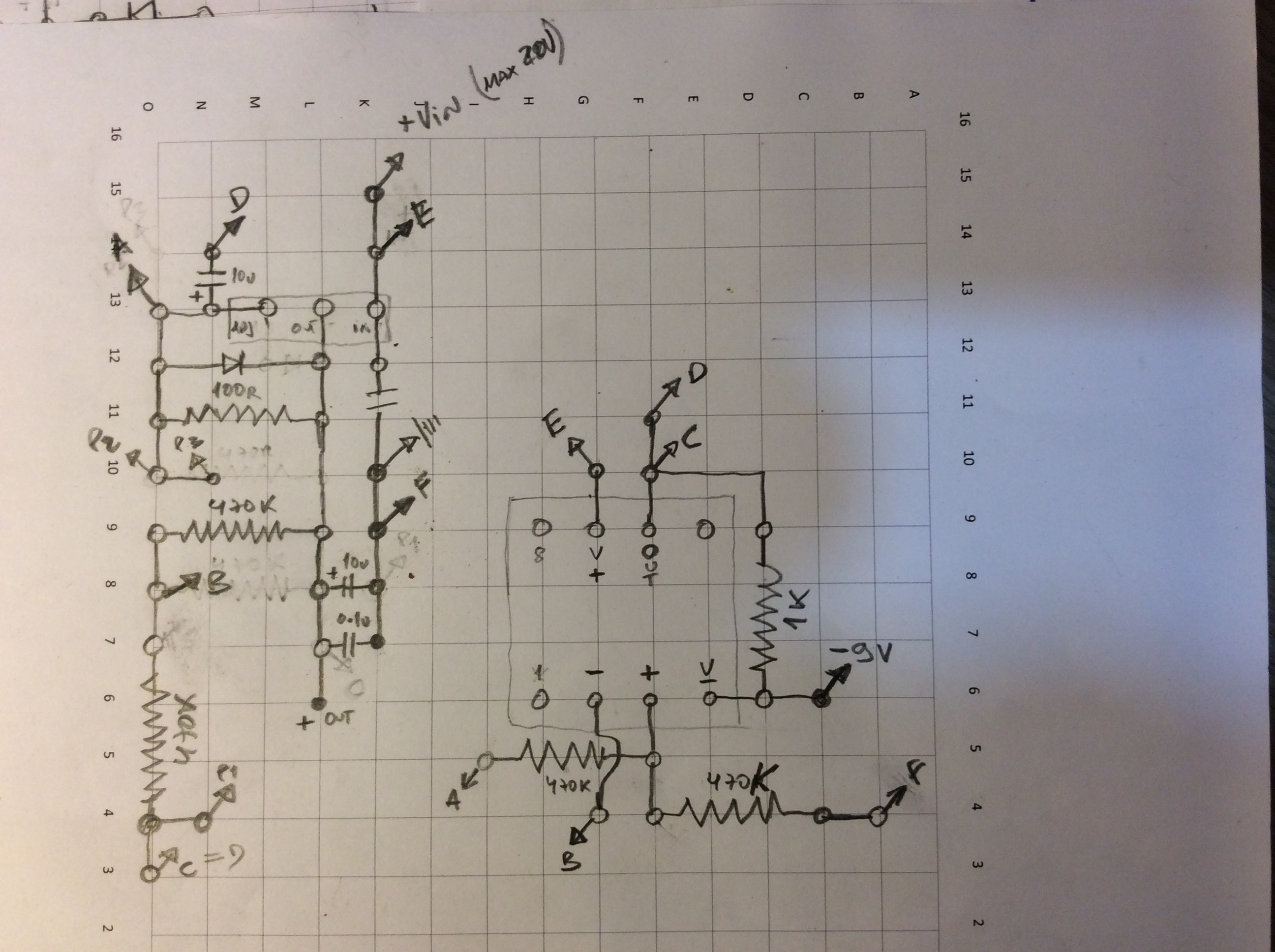 Circuito em placa perfurada da fonte de alimantação LM317 + LM741